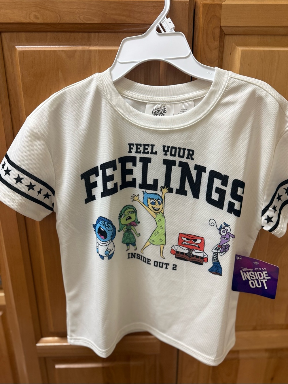 Inside Out 2 "Feel Your Feelings" cream/white jersey tee
